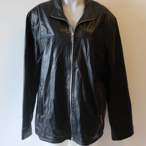MENS KOC BLACK LEATHER JACKET SZ 54/L.*